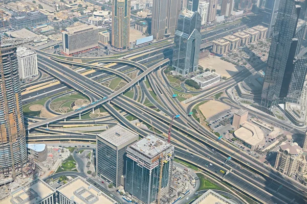Dubai Eau Vista Aérea Desde Altura Burj Khalifa Tráfico — Foto de Stock