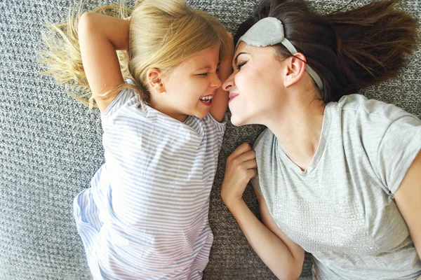 Hold You Tight Cute Loving Emotional Woman Hugging Her Daughte — Stock Photo, Image