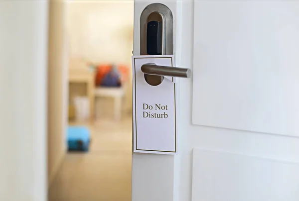 Disturb Sign Hotel Room Door Close — Stock Photo, Image