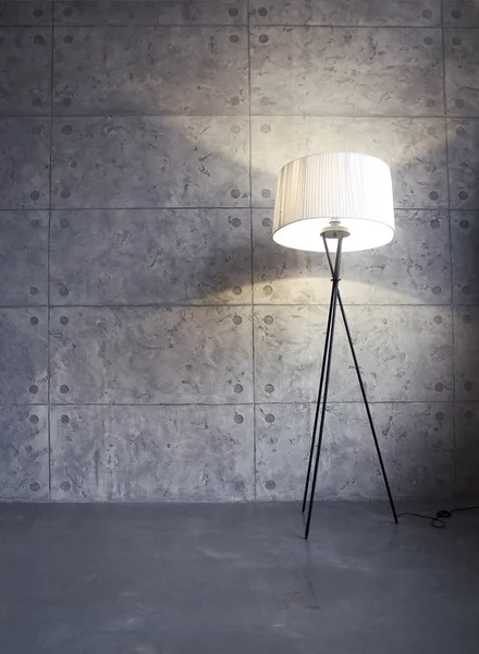 Graue Farbe Wohnzimmer Innenausstattung Mit Stehlampe Mit Kopierraum — Stockfoto