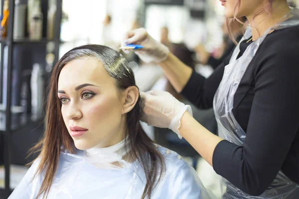 Profesjonalny Salon Fryzjerski Kobiece Kolor Jest Stosowany Kobiet Klienta Design — Zdjęcie stockowe