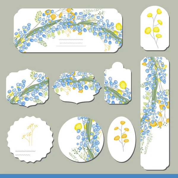 Colección con diferentes etiquetas de papel floral para anuncios . — Vector de stock