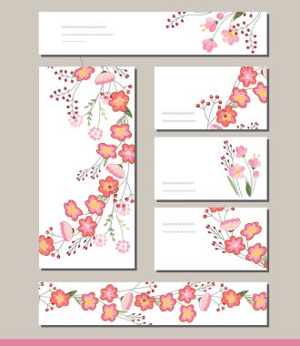 Kırmızı gül demet çiçek bahar şablonları ile şirin. Romantik ve Paskalya tasarım, Duyurular, tebrik kartları, posterler, reklam için.