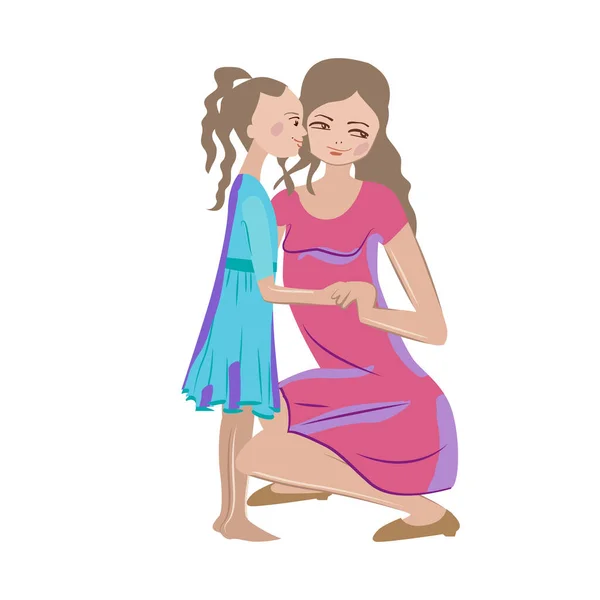 Woman and daughter spend time together. Cozy illustration isolated on white background — Stock Photo, Image
