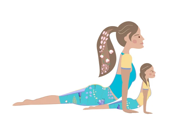 Mother Daugther Exersize Yoga Together People Isolated White Background Similar — Stock Photo, Image