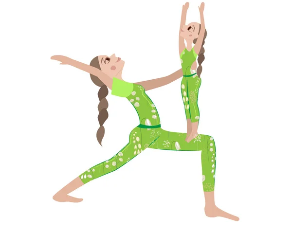 Mother Daugther Exersize Yoga Together People Isolated White Background Similar — Stock Photo, Image