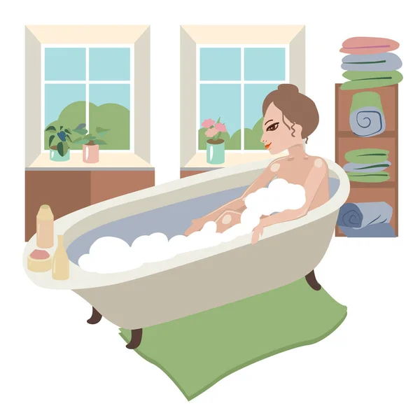 Junge Frau Liegt Einer Badewanne — Stockfoto