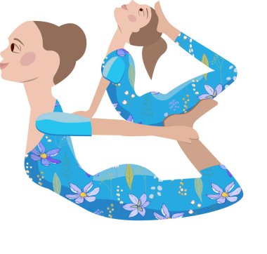 Anne ve kızı birlikte yoga egzersizi yapıyorlar. Benzer spor kıyafetleriyle beyaz arka planda izole edilmiş insanlar