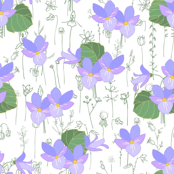 Nahtloses Saisonmuster Mit Viola Endlose Textur Für Florales Sommerdesign Mit — Stockfoto