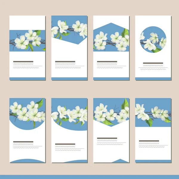Állítsa Különböző Virágmintás Sablonok Kártyák Tervezés Reklám — Stock Fotó