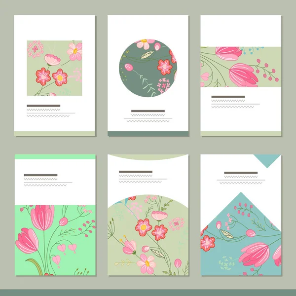 Set Avec Différents Modèles Floraux Cartes Pour Votre Design Publicité — Photo