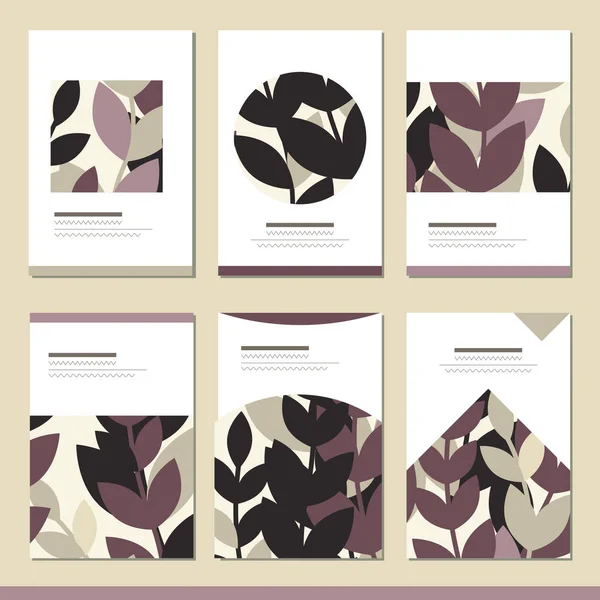 Set Met Verschillende Bloemen Sjablonen Kaarten Voor Ontwerp Reclame — Stockfoto