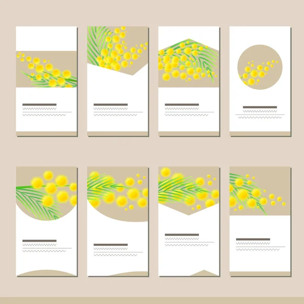 Farklı Çiçek Şablonlarıyla Ayarlayın Tasarım Reklamınız Için Kartlar — Stok fotoğraf