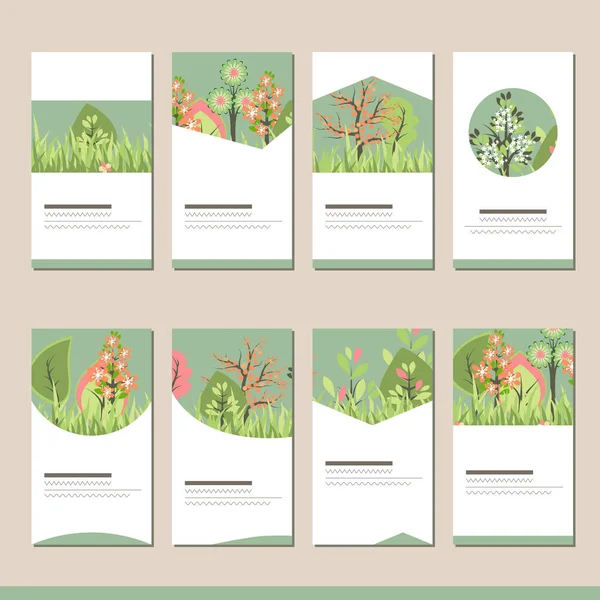 Ορισμός Διαφορετικά Floral Πρότυπα Κάρτες Για Σχεδιασμό Και Την Αγγελία — Φωτογραφία Αρχείου