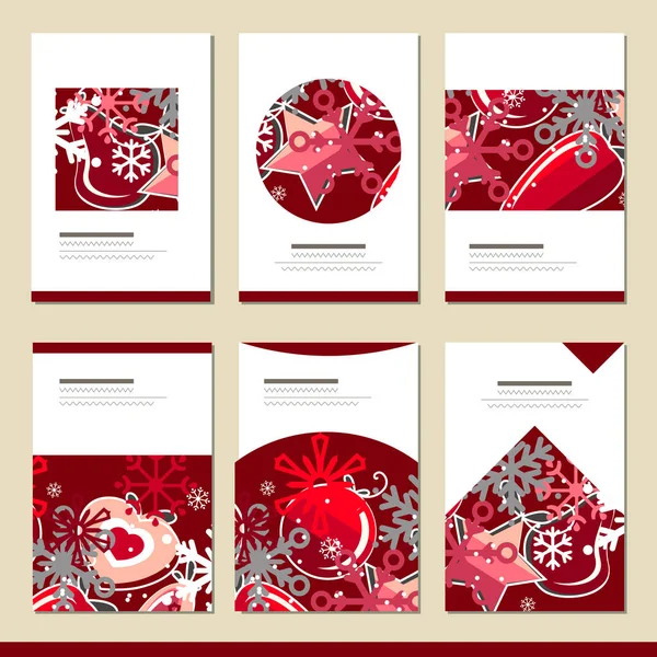 Σετ Διαφορετικά Χειμερινά Χριστουγεννιάτικα Πρότυπα Κάρτες Για Γιορτινό Σας Σχέδιο — Φωτογραφία Αρχείου