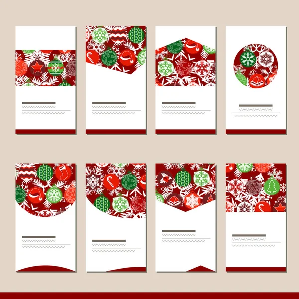 Σετ Διαφορετικά Χειμερινά Χριστουγεννιάτικα Πρότυπα Κάρτες Για Τον Εορταστικό Σχεδιασμό — Φωτογραφία Αρχείου