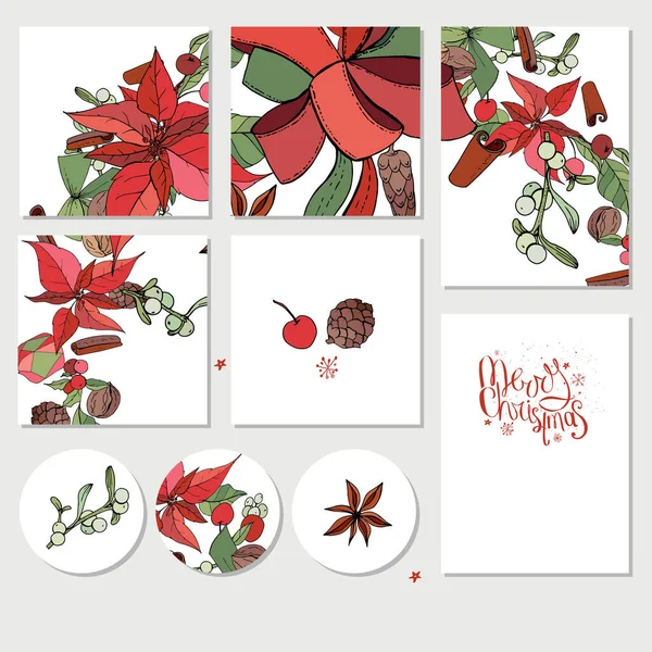 Set Different Winter Christmas Templates Decoration Cards Your Festive Design — Stock Photo, Image