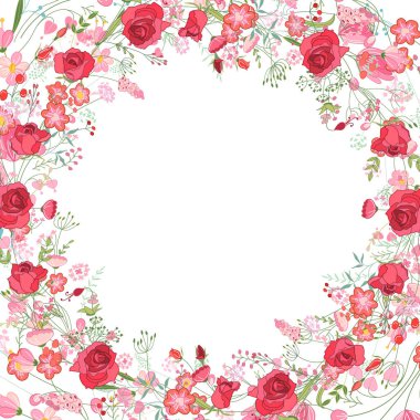 Festival ve sezon tasarımı için farklı çiçek unsurları içeren kare yeşillendirme kartı