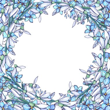 Festival ve sezon tasarımı için farklı çiçek unsurları içeren kare yeşillendirme kartı