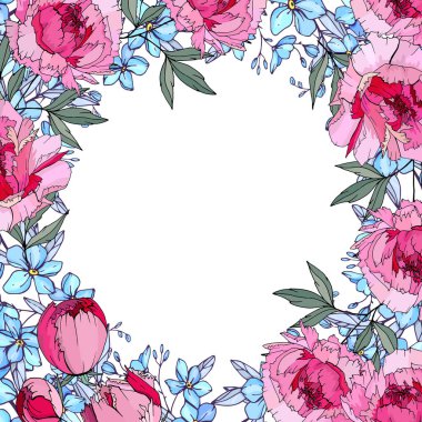 Festival ve sezon tasarımı için farklı çiçek unsurları içeren kare yeşillendirme kartı