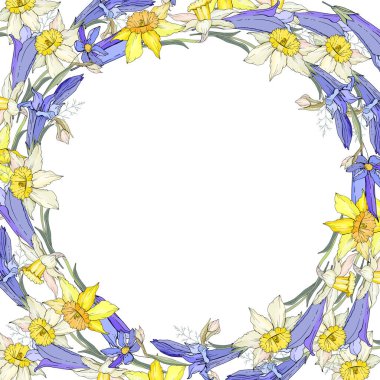 Festival ve sezon tasarımı için farklı çiçek unsurları içeren kare yeşillendirme kartı