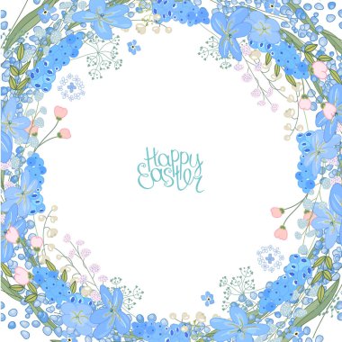 Festival ve sezon tasarımı için farklı çiçek unsurları içeren kare yeşillendirme kartı