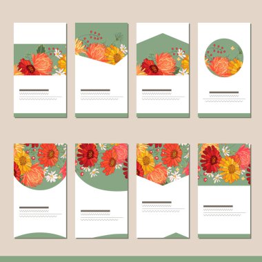 Farklı çiçek şablonlarıyla ayarlayın. Tasarım ve reklamınız için kartlar