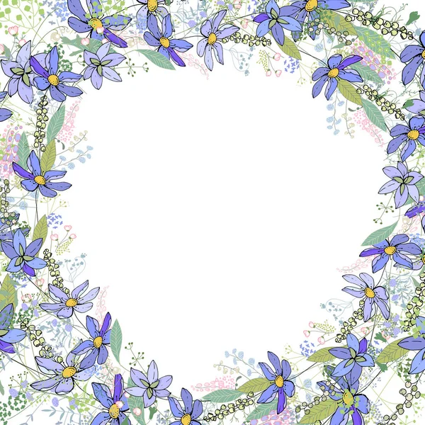 Quadratische Grußkarte Mit Verschiedenen Floralen Elementen Für Festliche Und Saisonale — Stockfoto