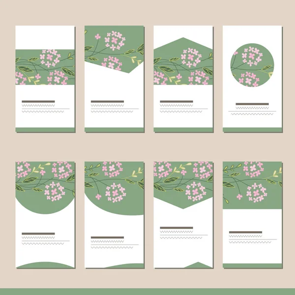Set Met Verschillende Bloemen Sjablonen Kaarten Voor Ontwerp Reclame — Stockfoto