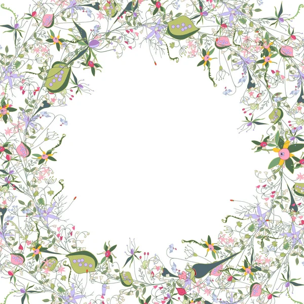 Carte Vœux Carrée Avec Différents Éléments Floraux Pour Design Festif — Image vectorielle