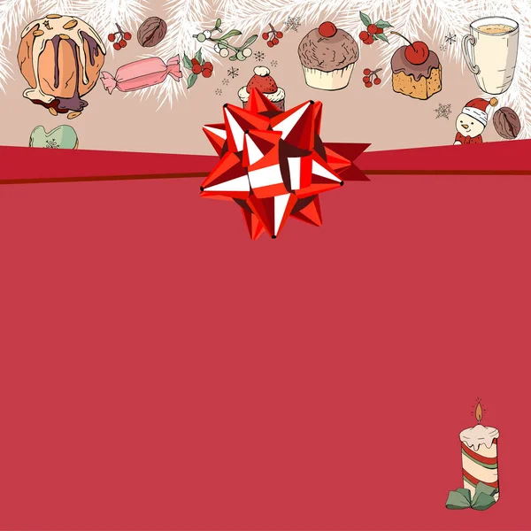 正方形圣诞贺卡 圣诞元素 用于节日和季节设计 — 图库矢量图片