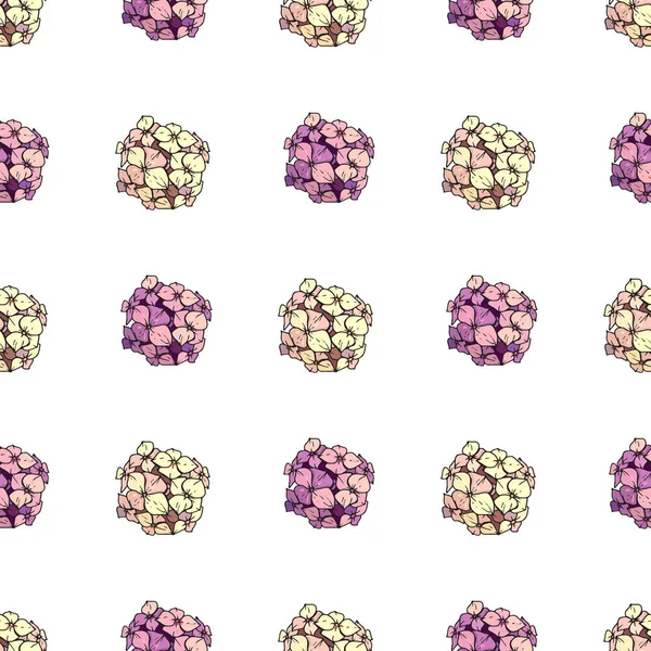 Seamless Pattern Pink Yellow Hydrangea Endless Texture Floral Design — Stock Vector