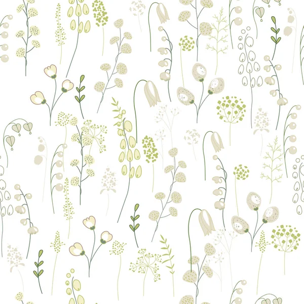 Patrón Floral Sin Costuras Con Ramitas Verdes Textura Sin Fin — Archivo Imágenes Vectoriales