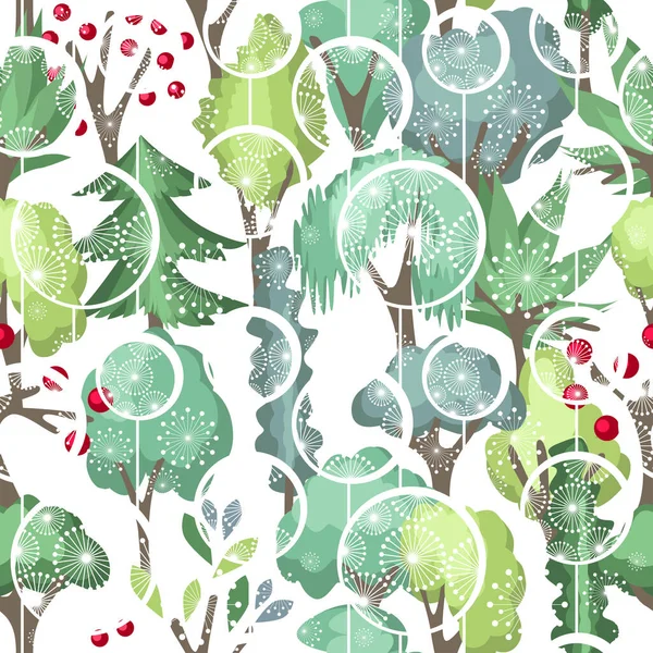 Seamless Pattern Summer Trees — Stock Vector