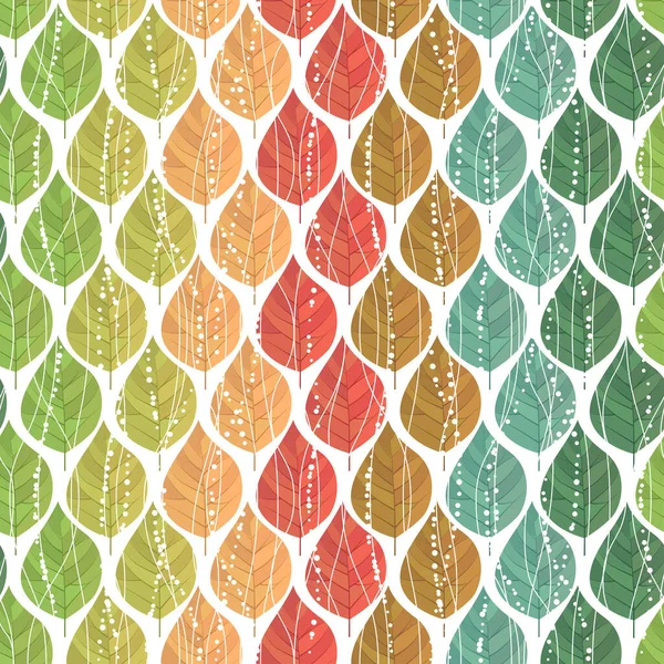 Nahtloses Muster Mit Blättern Unterschiedliche Jahreszeiten — Stockvektor