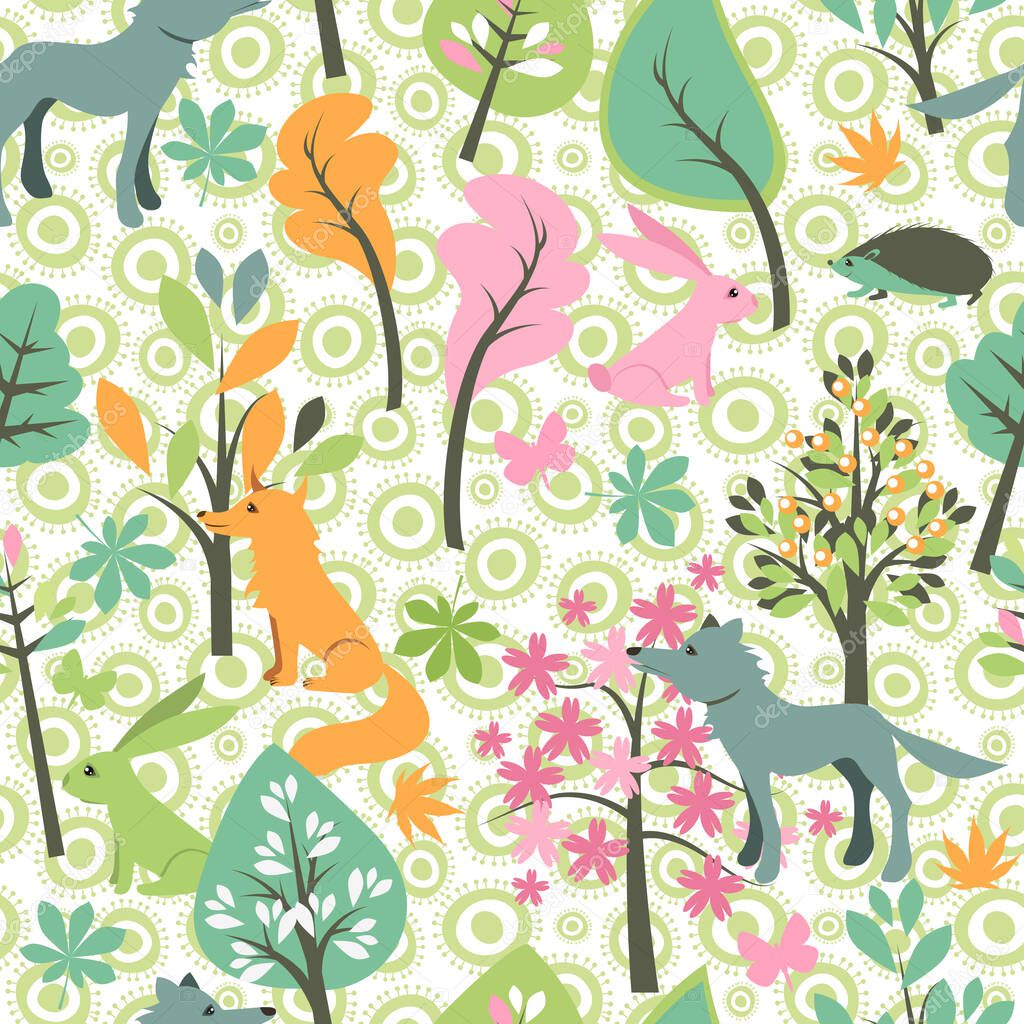 Seamless pattern with autumn trees