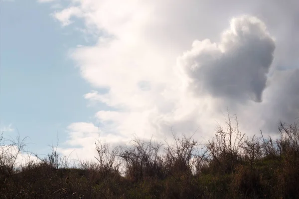 Paisagem Com Nuvens Forma Coração Fundo Romântico — Fotografia de Stock