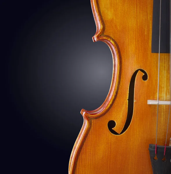 Fondo Violín Instrumento Musical Clásico Madera Sobre Fondo Oscuro —  Fotos de Stock