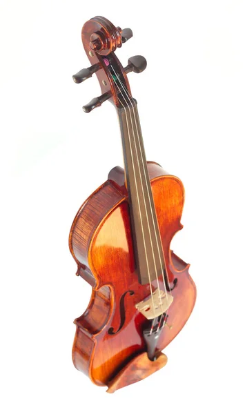 白に隔離された木のバイオリン — ストック写真