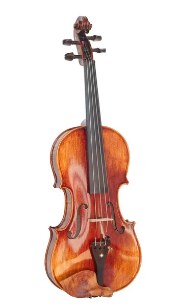 Violino Bordo Madeira Isolado Branco — Fotografia de Stock
