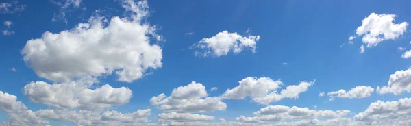 Błękitne Niebo Chmurami Kumulującymi Zdjęcie Panoramiczne Wysokiej Rozdzielczości — Zdjęcie stockowe