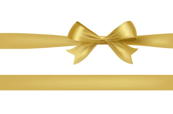 黄金の弓の結び目を白で隔てた 招待状やお祝いのグリーティングカードのベクターデザイン要素 — ストックベクタ