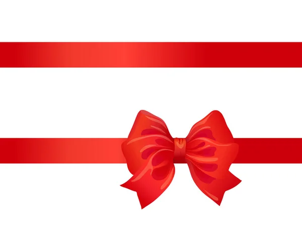 红色的蝴蝶结和白色的带子 庆祝贺卡和邀请卡的装饰设计元素 — 图库矢量图片
