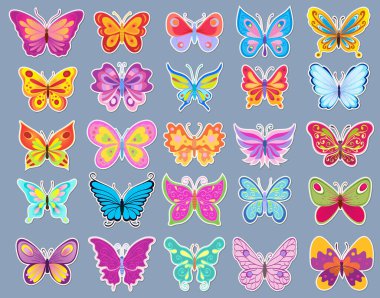 Kağıt üzerinde gölgeli kelebek çizimleri. vektör