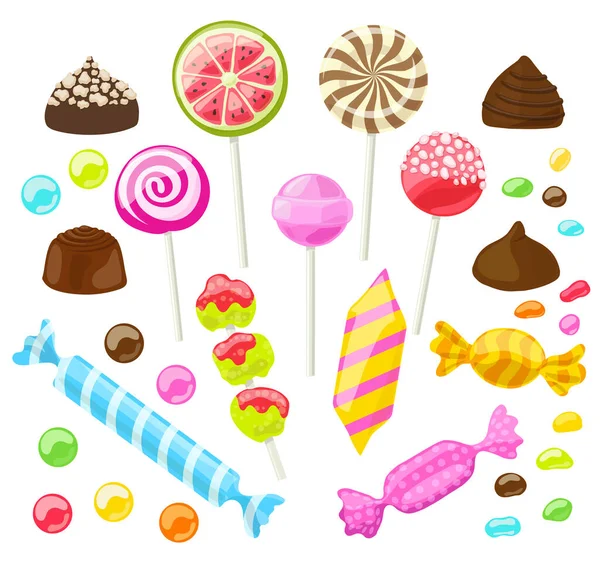 Set Assorted Candies White Vector Illustration — Stock Vector