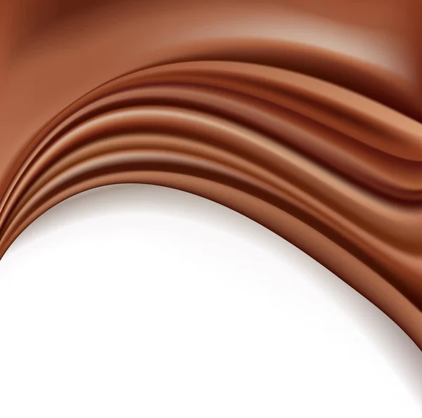 Fond Chocolat Avec Des Vagues Crémeuses Douces Fondre Sur Blanc — Image vectorielle