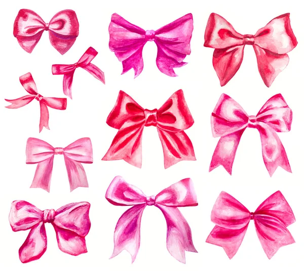 Premium Vector  Watercolor illustration of pink ribbon bow 1