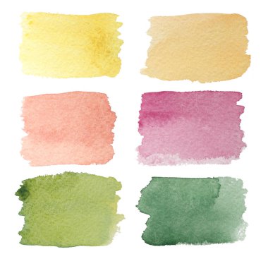 Doğa renkleri ve suluboya arkaplanlar beyaz üzerine izole edilmiş.