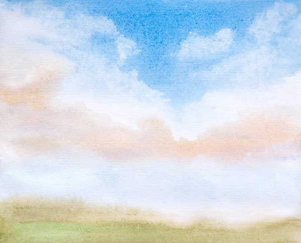 Abstract Clouds Landscape Watercolor Illustration — Stock Photo, Image