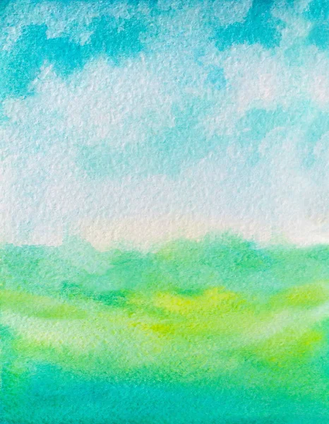 Aquarelle Illustration Ciel Herbe Fond Abstrait — Photo